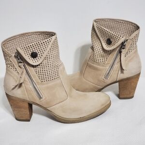 Nero Giardini Ankle Boots Tan Suede Perforated Leather EU38